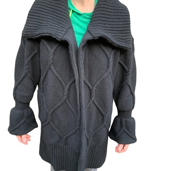 VINTAGE Cashmere Wool Quilted Burberry Jacket XL Black - Picture 3 of 10